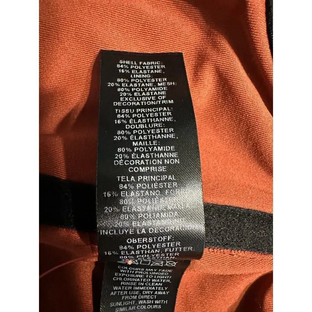 Asos One Piece Swimsuit Womens Plus 18 Black Orange Tortoise Bandeau Cut Out NWT